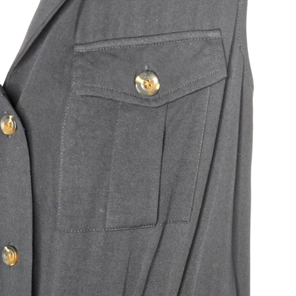 WHO WHAT WEAR Womens Black Button Up Collar Tie Belt Shirt Dress Size XS - Picture 7 of 13